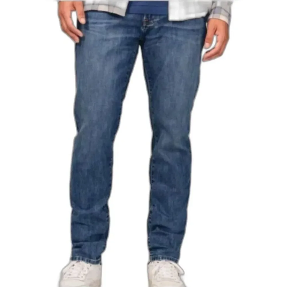 Abercrombie & Fitch Men's Langdon Blue Denim Slim Frayed Hem Jeans Size 29 X 26
